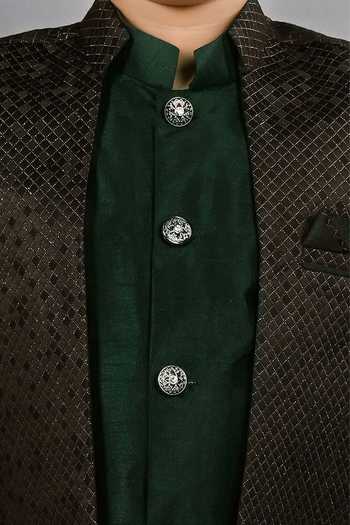 Buy Jhambthreads Green Silk Textured Jacket Kurta Set Online at Aza Fashions Buy_Jhambthreads_Green Silk Textured Jacket Kurta Set _Online_at_Aza_Fashions