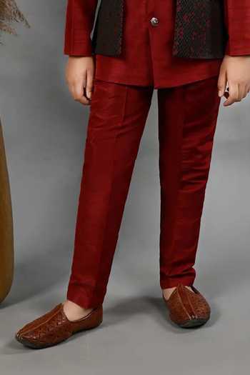 Buy Jhambthreads Red Silk Abstract Pattern Jacket Kurta Set Online at Aza Fashions Buy_Jhambthreads_Red Silk Abstract Pattern Jacket Kurta Set _Online_at_Aza_Fashions