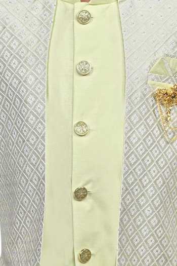 Shop Jhambthreads Green Silk, Cotton Motif Pattern Jacket Kurta Set Online at Aza Fashions Shop_Jhambthreads_Green Silk, Cotton Motif Pattern Jacket Kurta Set _Online_at_Aza_Fashions