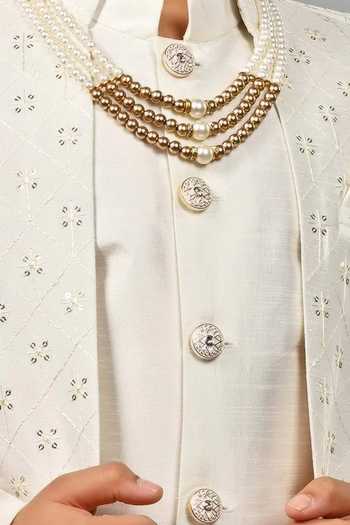 Jhambthreads_White Silk Embroidered Jacket Kurta Set _Online_at_Aza_Fashions