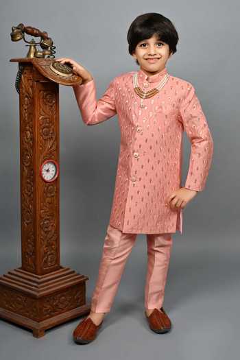 Jhambthreads Tear Drop Motif Sherwani Jacket & Pant Set 