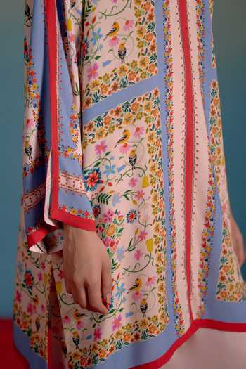 Shetab Kazmi_Pink Cotton Lyra Printed Kurta And Pant Set _at_Aza_Fashions