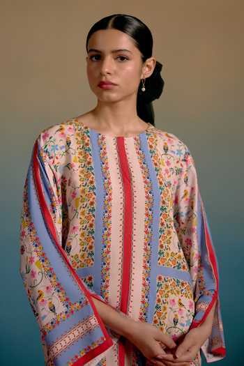 Buy_Shetab Kazmi_Pink Cotton Lyra Printed Kurta And Pant Set 