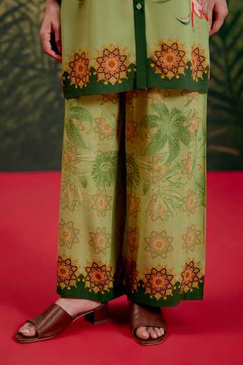 Buy_Shetab Kazmi_Green Cotton Collared Vera Printed Kurta And Pant Set 