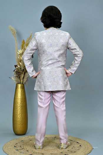 Jhambthreads Jacquard Sherwani Jacket & Pant Set 