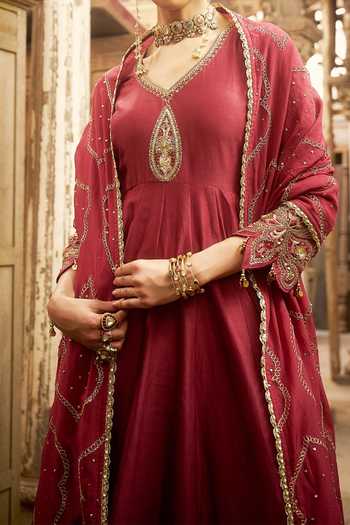 Buy Hirika & Dhruti Wine Zardozi Work Anarkali Set For Kids Online at Aza Fashions Buy_Hirika & Dhruti_Wine Zardozi Work Anarkali Set For Kids_Online_at_Aza_Fashions