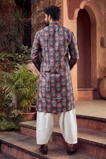 Jhambthreads Motif Print Kurta & Pyjama Set 