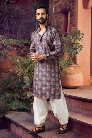 Jhambthreads Motif Print Kurta & Pyjama Set 
