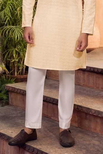 Jhambthreads Cream Cotton, Silk Embroidery, Sequins Kurta And Pant Set Online at Aza Fashions Jhambthreads_Cream Cotton, Silk Embroidery, Sequins Kurta And Pant Set _Online_at_Aza_Fashions