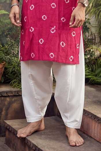 Jhambthreads_Pink Viscose, Silk Printed Kurta And Pyjama Set _Online_at_Aza_Fashions