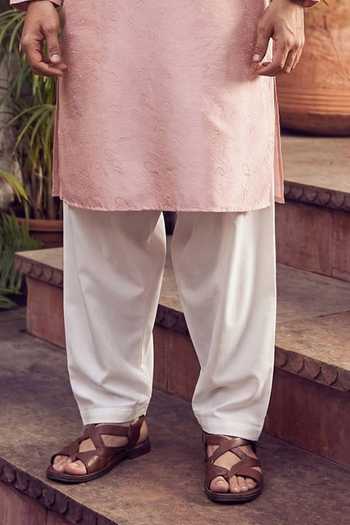 Jhambthreads_Pink Viscose, Silk Embroidery Kurta And Pyjama Set _Online_at_Aza_Fashions