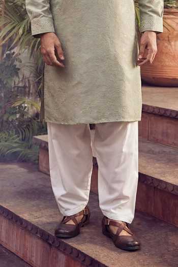 Jhambthreads Green Silk, Viscose Embroidery Woven Kurta And Pyjama Set Online at Aza Fashions Jhambthreads_Green Silk, Viscose Embroidery Woven Kurta And Pyjama Set _Online_at_Aza_Fashions