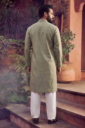 Jhambthreads Woven Embroidered Kurta & Pyjama Set 