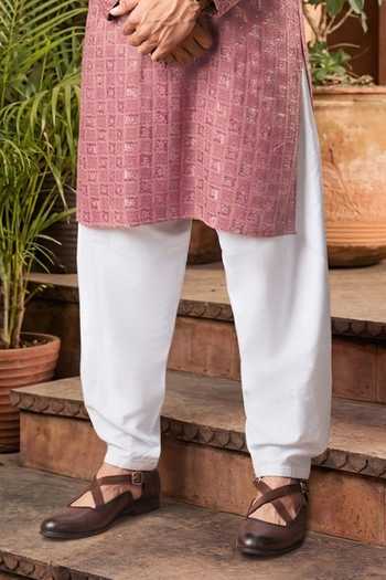 Buy_Jhambthreads_Pink Viscose, Rayon, Silk Embroidery Kurta Set _Online_at_Aza_Fashions