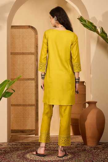 Jhambthreads Embroidered Cutwork Kurta & Pant Set 