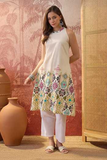 Jhambthreads Geometric Print Kurta & Pant Set 