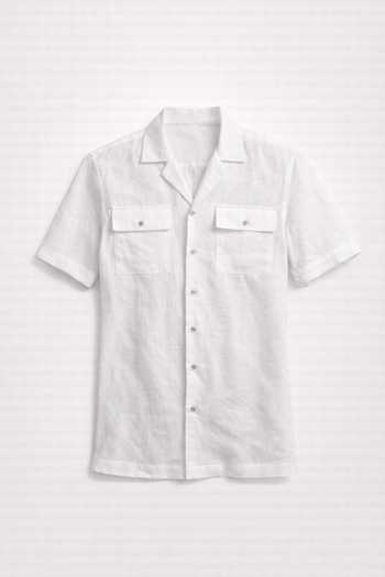Shop House Of Three White Cotton Hawaiian Handloom Shirt Online at Aza Fashions Shop_House Of Three_White Cotton Hawaiian Handloom Shirt _Online_at_Aza_Fashions