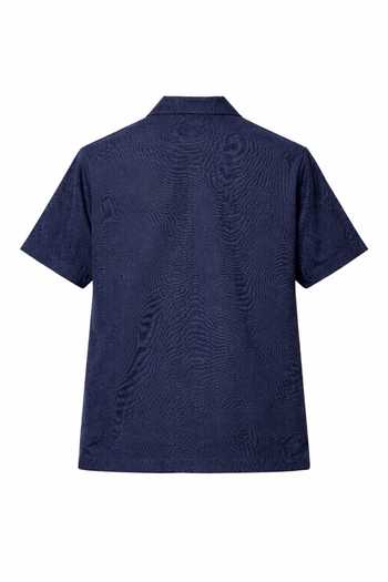Buy_House Of Three_Blue Linen Double Breasted Resort Shirt _Online_at_Aza_Fashions