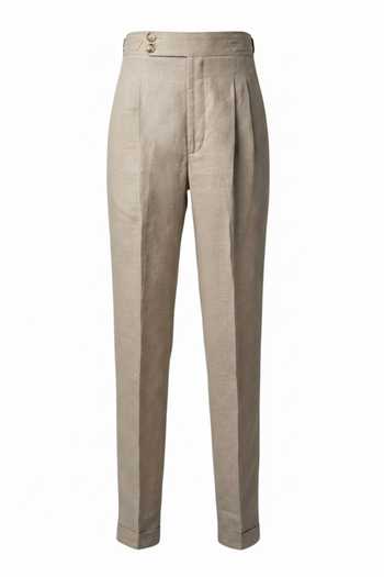 Buy_House Of Three_Ivory Cotton Tailored Seersucker Gurkha Trouser _Online_at_Aza_Fashions