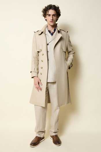 House Of Three_Ivory Cotton Tailored Seersucker Gurkha Trouser _at_Aza_Fashions