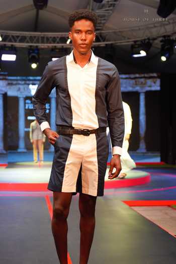 Shop_House Of Three_White Cotton, Poplin Color Block Shorts _Online_at_Aza_Fashions