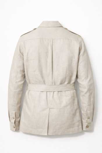 House Of Three_Beige Linen Safari Shacket _Online_at_Aza_Fashions