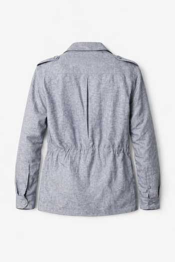 Buy_House Of Three_Grey Linen Safari Shacket _Online_at_Aza_Fashions