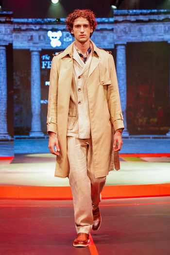 House Of Three_Beige Linen The Indian Trench Coat _at_Aza_Fashions