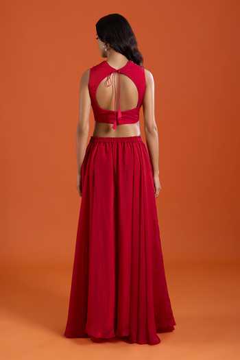 Samyukta Singhania_Pink Organza Embroidery, Beads Sweetheart Neck Cape And Sharara Set _Online_at_Aza_Fashions