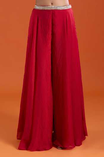 Buy_Samyukta Singhania_Pink Organza Embroidery, Beads Sweetheart Neck Cape And Sharara Set _Online_at_Aza_Fashions