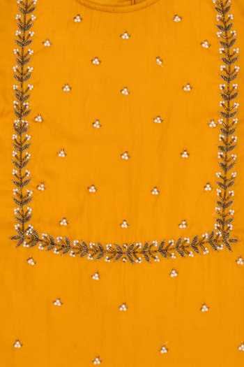 Shop_Petite Pomme_Yellow Silk, Net Mirrors Embroidered Kurta Palazzo Set _Online_at_Aza_Fashions