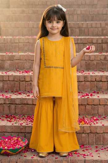 Petite Pomme Embroidered Kurta Palazzo Set 
