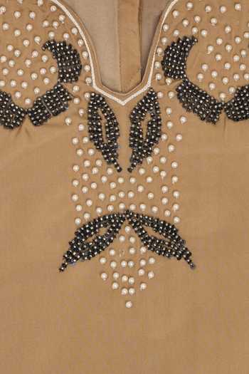 Buy_Petite Pomme_Brown Crepe Embroidery, Beads, Pearls Kurta And Pant Set _Online_at_Aza_Fashions