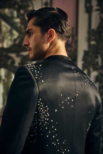 Buy_Mahima Mahajan_Black Sequins, Stones, Crystals Reyansh Embroidered Bandhgala 