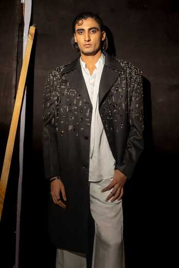 Mahima Mahajan Mahir Abstract Embroidered Trench Jacket 