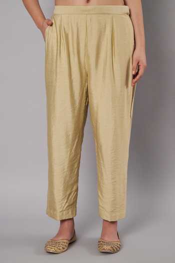 Shop_Doux Amour_Green Chanderi Embroidery, Beads, Applique Breeze Trail Floral A-line Kurta Set _Online_at_Aza_Fashions