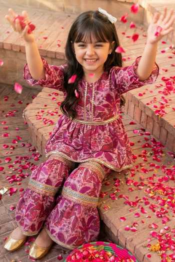 Petite Pomme Purple Chinon Mirrors Printed Kurta And Sharara Set Online at Aza Fashions Petite Pomme_Purple Chinon Mirrors Printed Kurta And Sharara Set _Online_at_Aza_Fashions