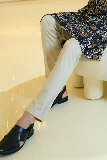 Rabani & Rakha_Blue Silk, Cotton Embroidery, Pearls, Stones Kurta And Pant Set _Online_at_Aza_Fashions