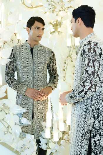 Buy Rabani & Rakha Black Silk, Cotton Embroidery Kurta And Pant Set Online at Aza Fashions Buy_Rabani & Rakha_Black Silk, Cotton Embroidery Kurta And Pant Set _Online_at_Aza_Fashions