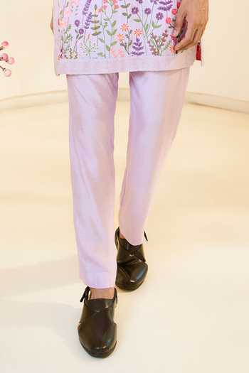 Rabani & Rakha_Lilac Silk, Cotton Embroidery, Sequins Kurta And Pant Set _Online_at_Aza_Fashions