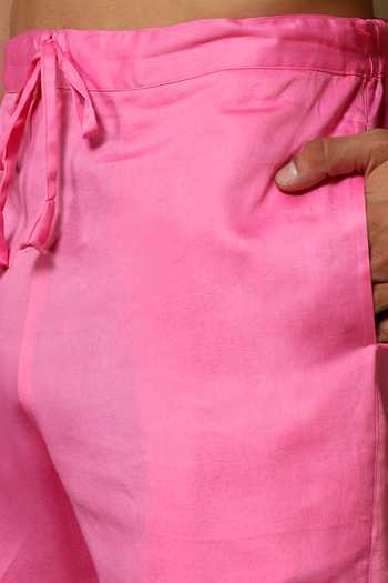 Shop Pomcha Jaipur Pink Silk Zari Chaap Brocade Bundi Kurta Set Online at Aza Fashions Shop_Pomcha Jaipur_Pink Silk Zari Chaap Brocade Bundi Kurta Set _Online_at_Aza_Fashions
