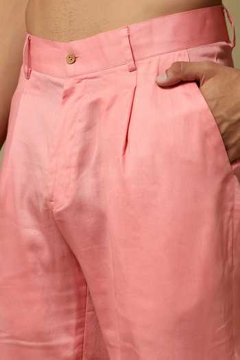 Pomcha Jaipur Pink Silk Zari Chaap Brocade Bundi Kurta Set at Aza Fashions Pomcha Jaipur_Pink Silk Zari Chaap Brocade Bundi Kurta Set _at_Aza_Fashions