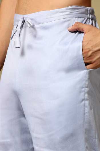 Buy_Pomcha Jaipur_White Silk Zari Chaap Brocade Bundi And Kurta Set 