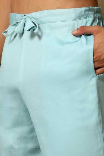 Pomcha Jaipur Aqua Silk Zari Chaap Floral Woven Bundi And Kurta Set Online at Aza Fashions Pomcha Jaipur_Aqua Silk Zari Chaap Floral Woven Bundi And Kurta Set _Online_at_Aza_Fashions
