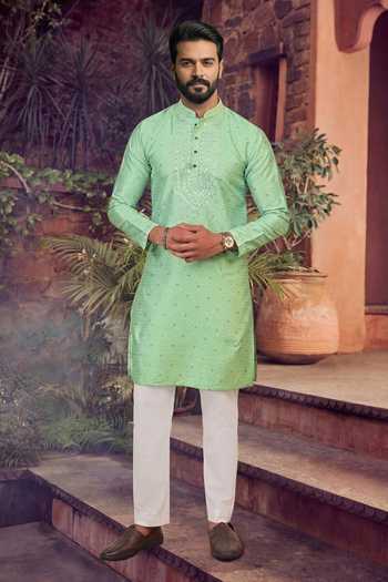 Jhambthreads Woven Butti Work Kurta & Pant Set 