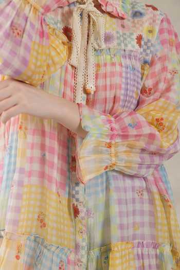 Buy_Dhaari_Multi Color Silk, Cotton Collared Handwoven Short Dress And Slip Set _Online_at_Aza_Fashions