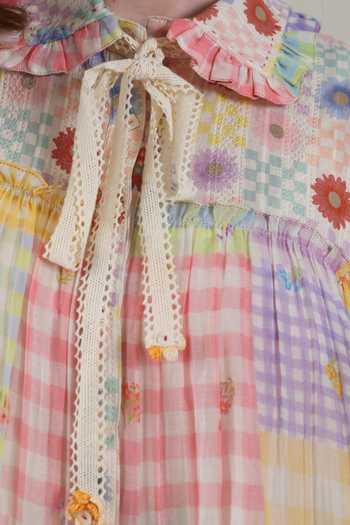 Shop_Dhaari_Multi Color Silk, Cotton Collared Handwoven Short Dress And Slip Set _Online_at_Aza_Fashions