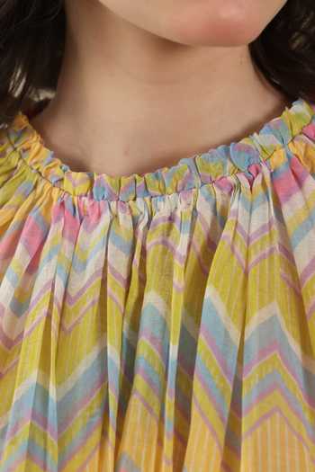 Shop_Dhaari_Multi Color Silk, Cotton High Neck Handwoven Dress And Slip Set _Online_at_Aza_Fashions