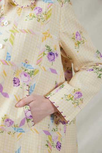 Dhaari_Yellow Silk, Cotton Collared Handwoven Jacket _at_Aza_Fashions