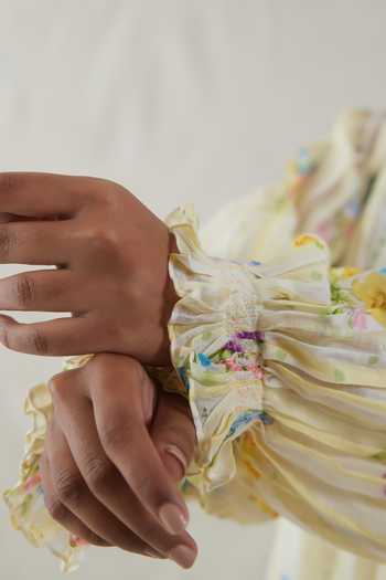 Dhaari_Silk, Cotton Round Neck Handwoven Top _Online_at_Aza_Fashions